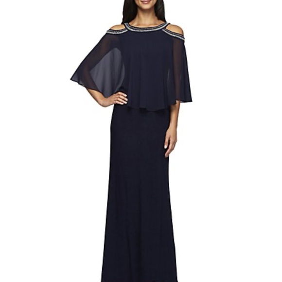 Alex Evenings navy blue dress with gem detailing on neckline. Size 20W. - Picture 10 of 11